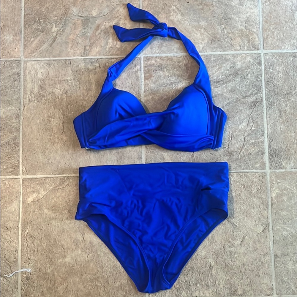 Blue Women's Halter Bikini Set